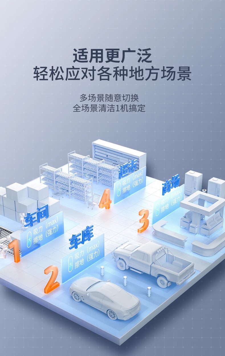 Yangzi X2 hand pushed floor scrubber factory workshop shopping mall property suction trailer integrated commercial self-propelled sweeping machine