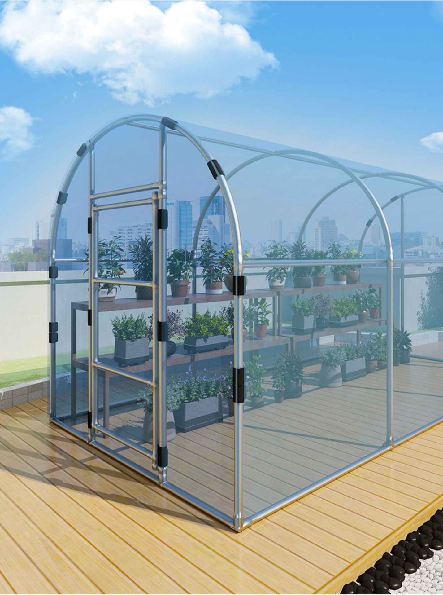Household outdoor greenhouse, flower house, small flower shed, greenhouse frame, rural winter sun drying, insulation shed, plants