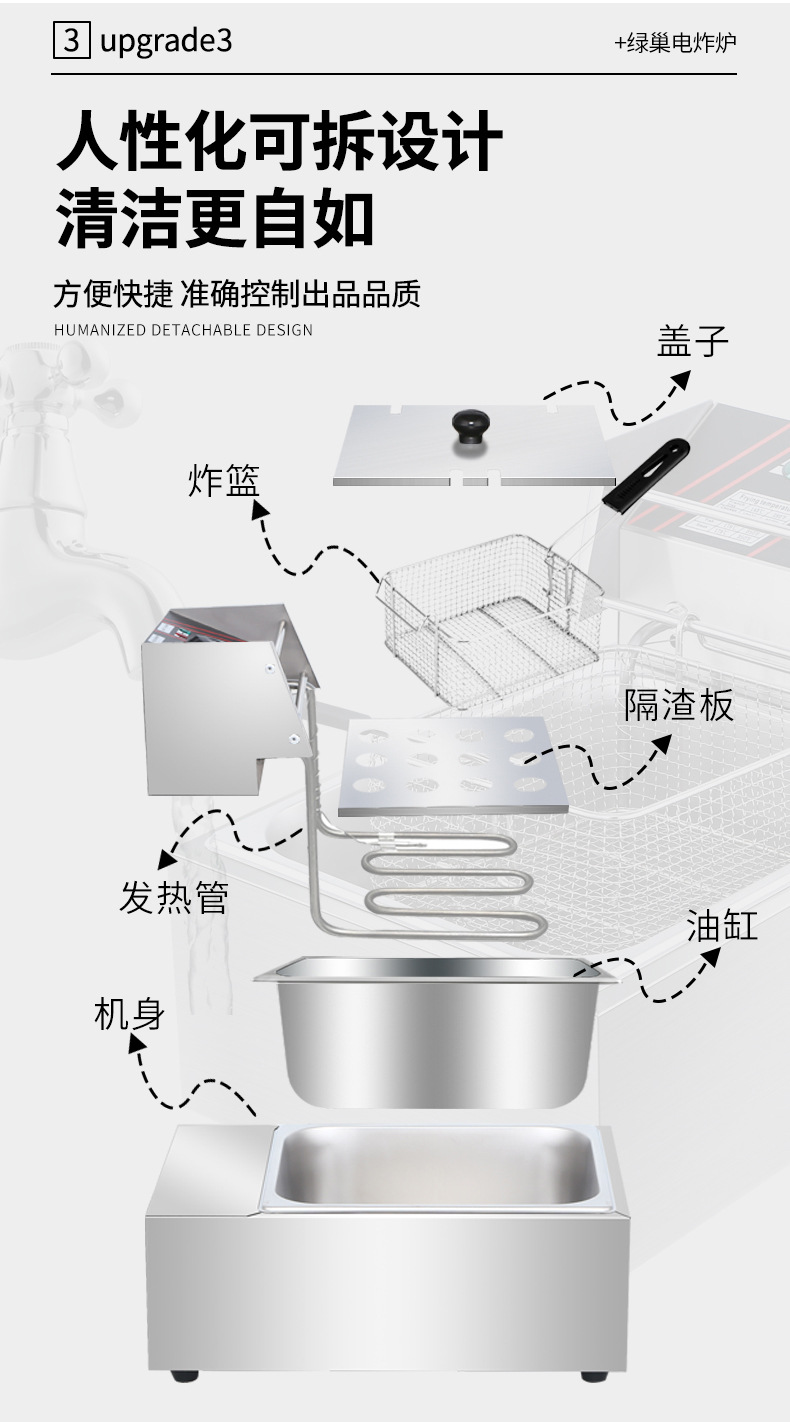 油炸锅商用电炸炉燃气薯塔机炸薯条油条油炸机煤气加厚电炸锅家用