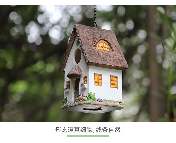 Resin bird nest, bird house, bird house, outdoor hanging courtyard garden decoration, bird feeder ornaments, resin handicrafts