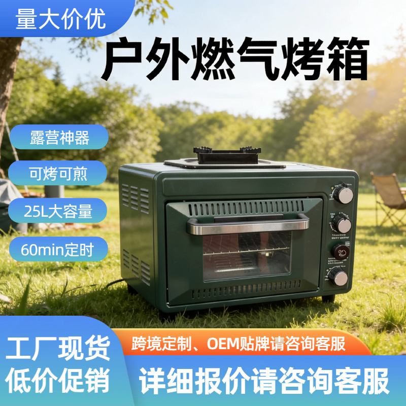Outdoor multifunctional gas oven, barbecue grill, large capacity baking, small household card stove, camping, portable camping