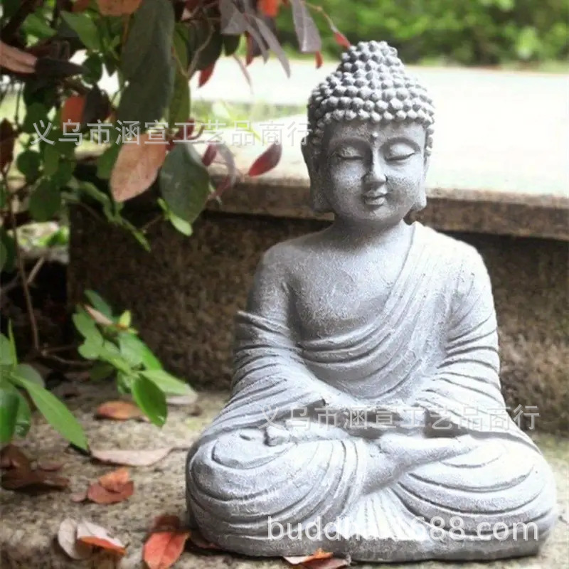 Garden Buddha Statue Decoration Chinese Zen Shakyamuni Sitting Statue Courtyard Decoration Landscape Study Entrance Photography Props
