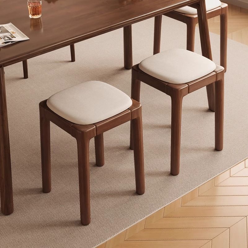 Solid wood stool for household use, stackable soft bag stool, living room wooden low stool, simple modern small square stool, dining table chair