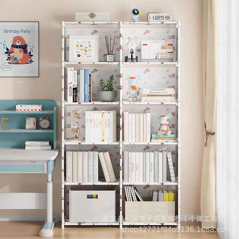 Simple bookshelf multifunctional storage rack, floor standing bookshelf, children's student desk small shelf, dust-proof storage rack