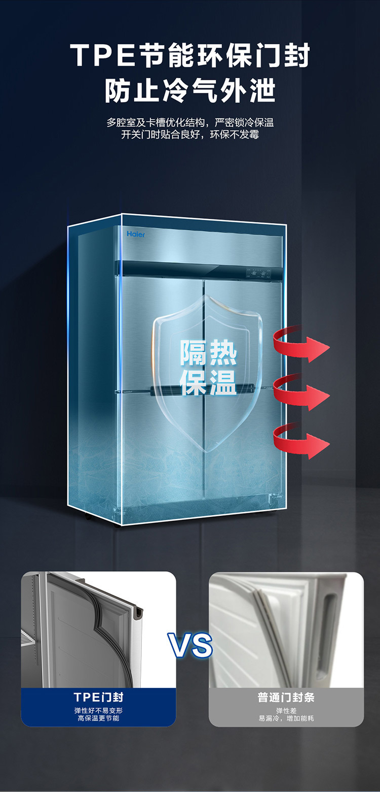 海尔海纳系列商用立式冷柜不锈钢双温柜餐饮后厨冷冻保鲜设备批发