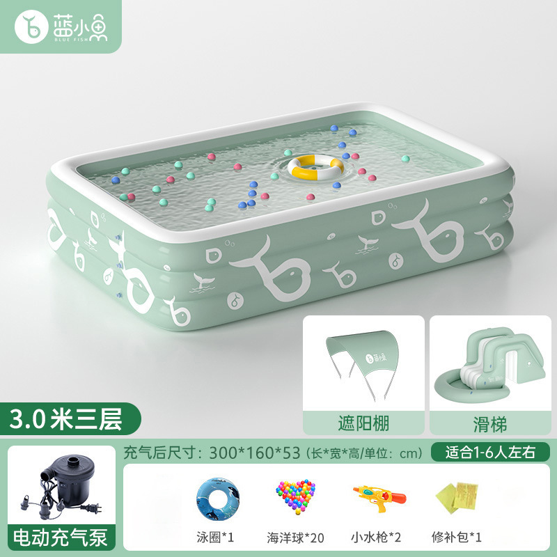 Children's inflatable swimming pool, large outdoor inflatable swimming pool, inflatable slide pool, baby play pool