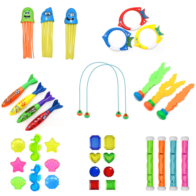 Cross border Amazon diving toys children's swimming pool treasure hunt diving torpedo water ring diamond water play set toys