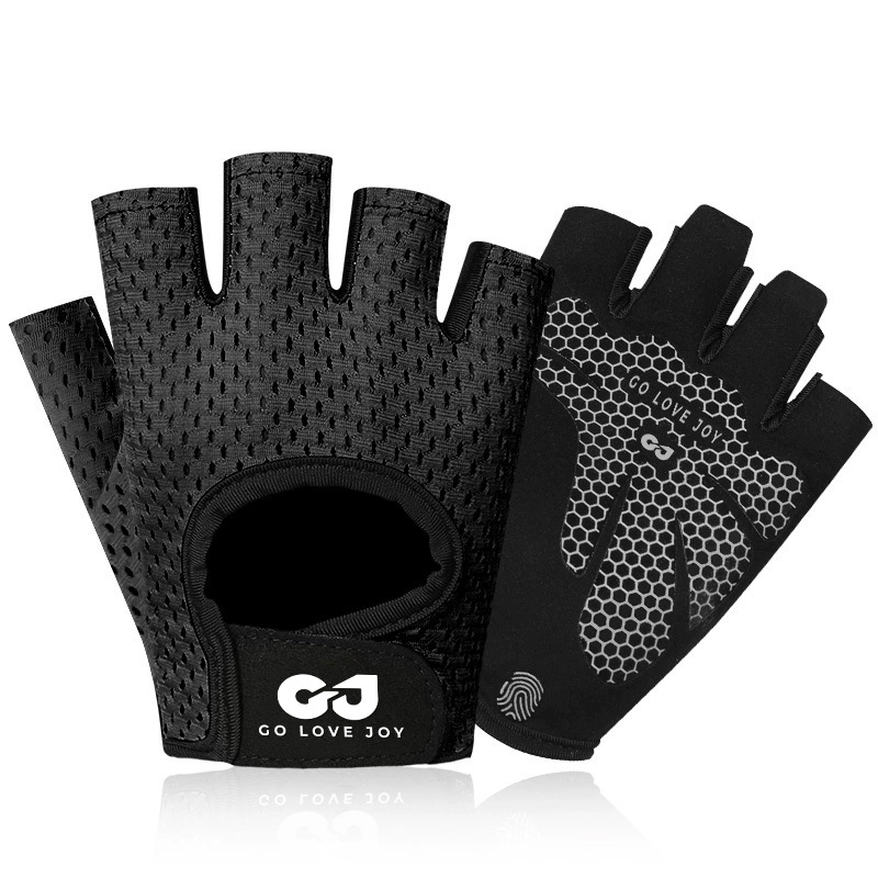 Outdoor cycling gloves, women's yoga training, cycling equipment, anti slip silicone shock absorption, fitness half finger gloves, men's