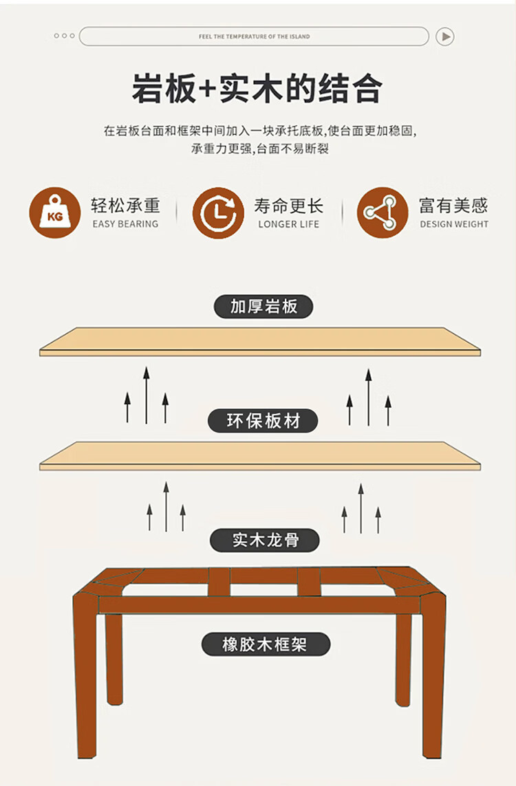 Solid wood rock board dining table and chair combination, modern and simple household small unit, extendable and foldable dining table, induction cooker, round table