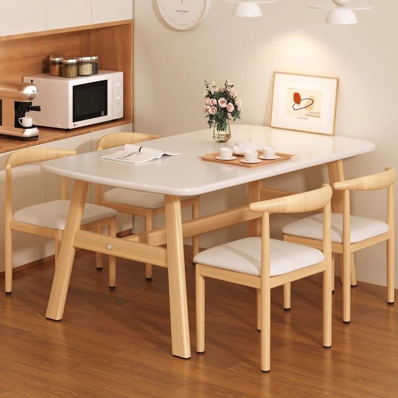 Nordic dining table and chair combination, modern and simple small apartment, 4-person 6-person dining, economical household rectangular table and chair