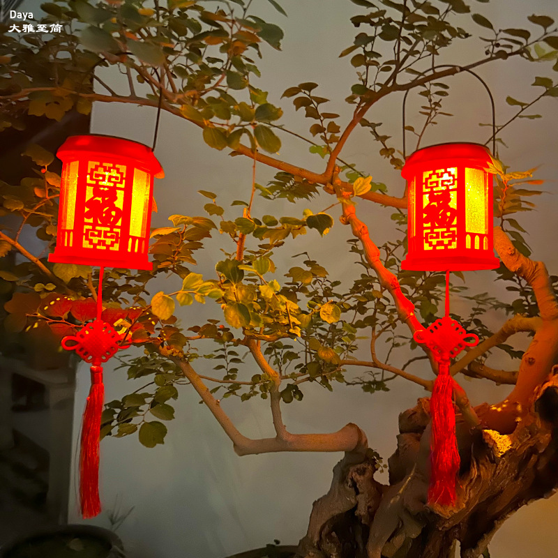 太阳能红灯笼喜庆过年装饰中国风庭院阳台花园创意吊灯发光氛围