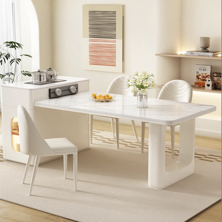 Italian rock slab dining table, island platform integrated small apartment, modern and simple dining room, kitchen, expandable middle island platform dining table