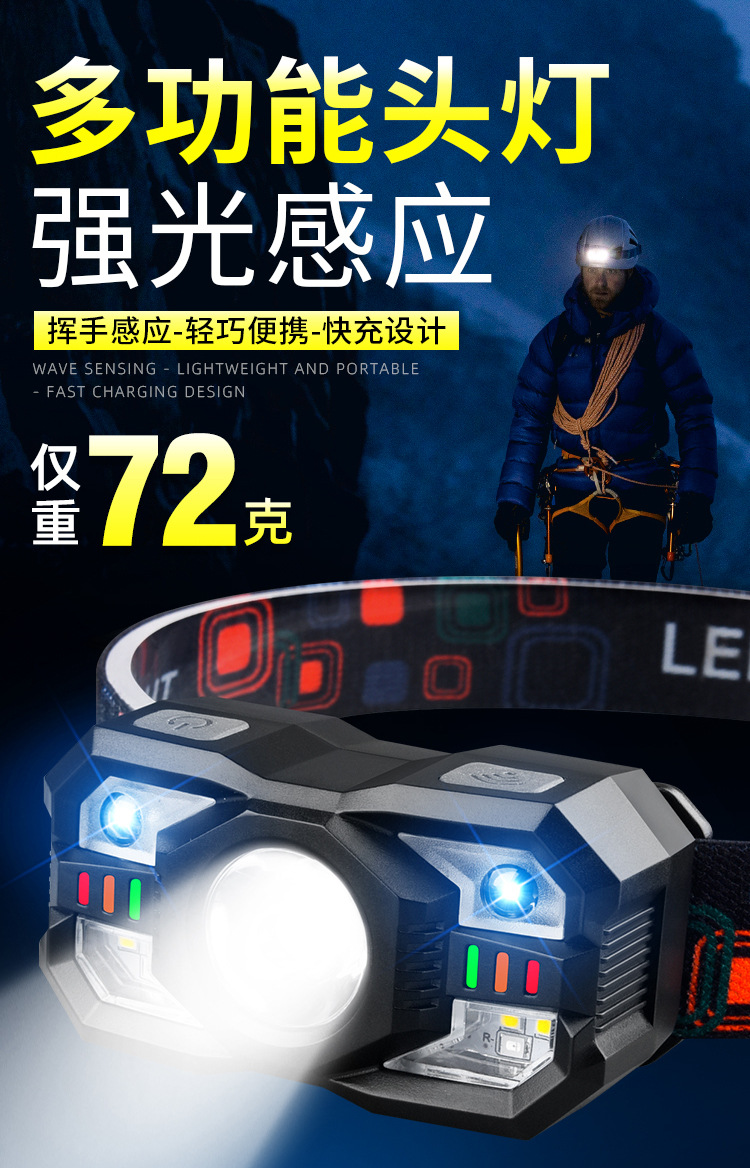 New LED Long Range Headlamp USB Charging Outdoor Night Fishing Headlamp Long Range Exploration Light Cycling Headwear