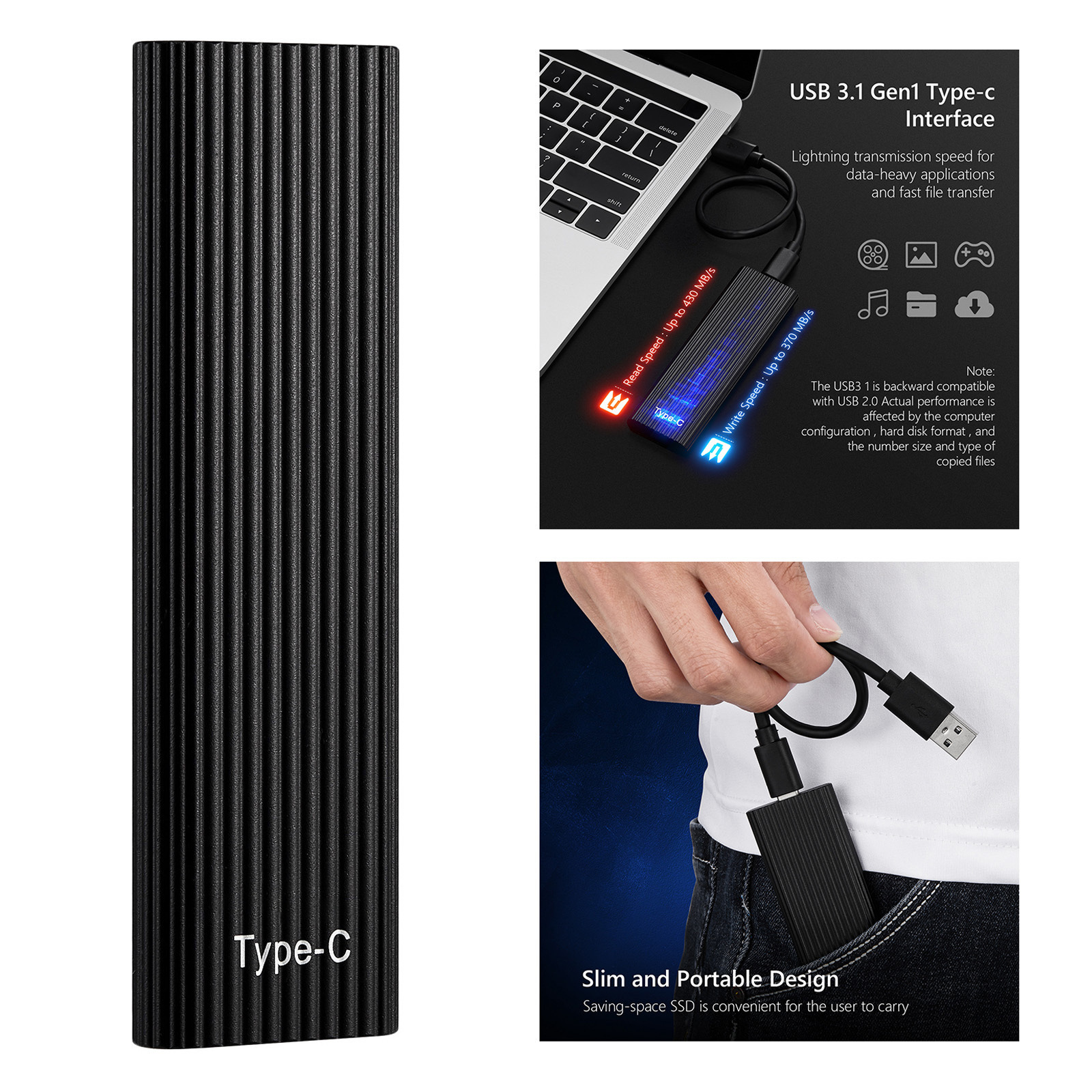 M1 Mini Ripple Mobile Solid State Drive SSD 8TB 16TB Portable Mobile Hard Drive Cross border Exclusive