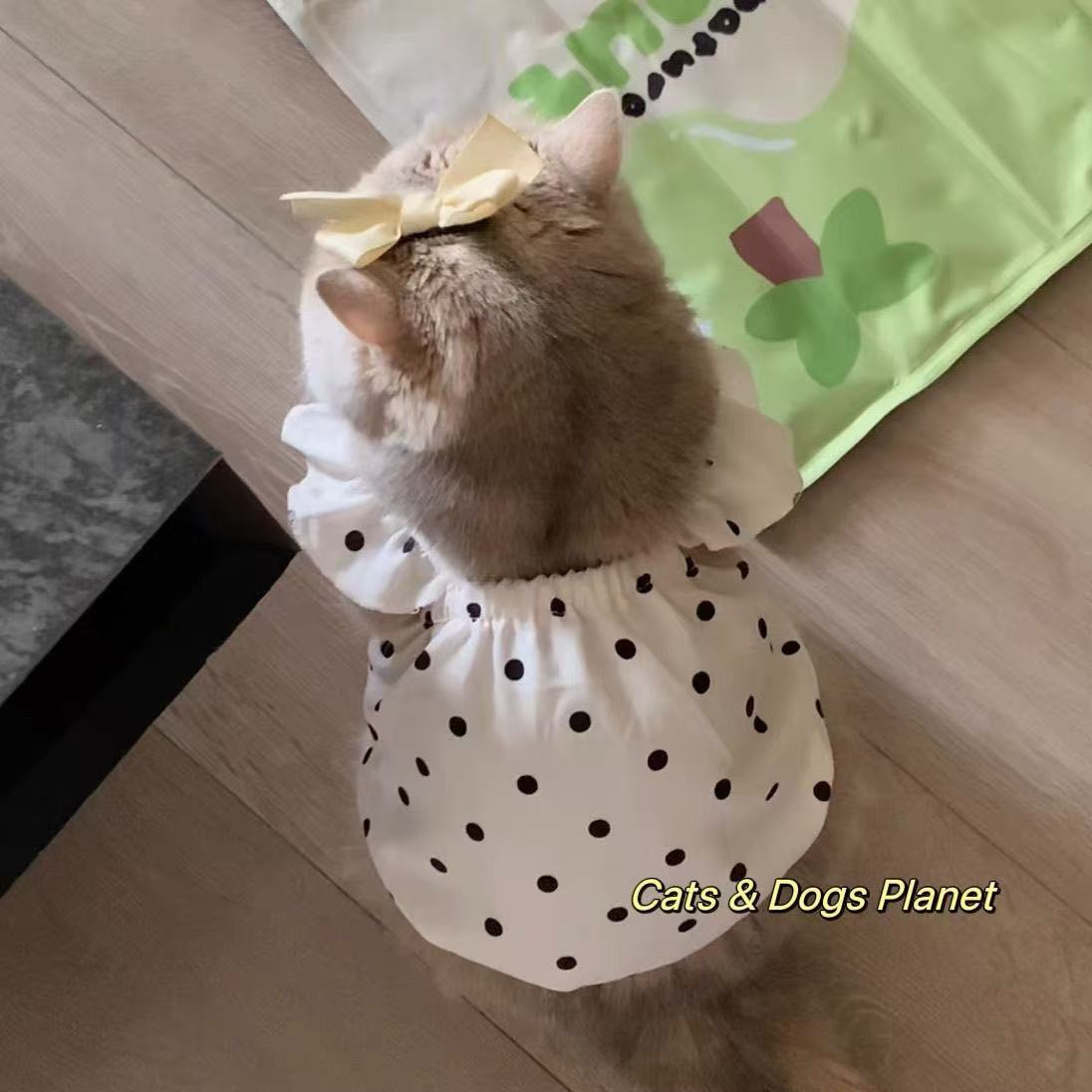 Платье на подтяжках в горошек, не линяющее животное, весна, лето и осень, одежда Тедди Бишон для маленьких щенков, собак, кошек