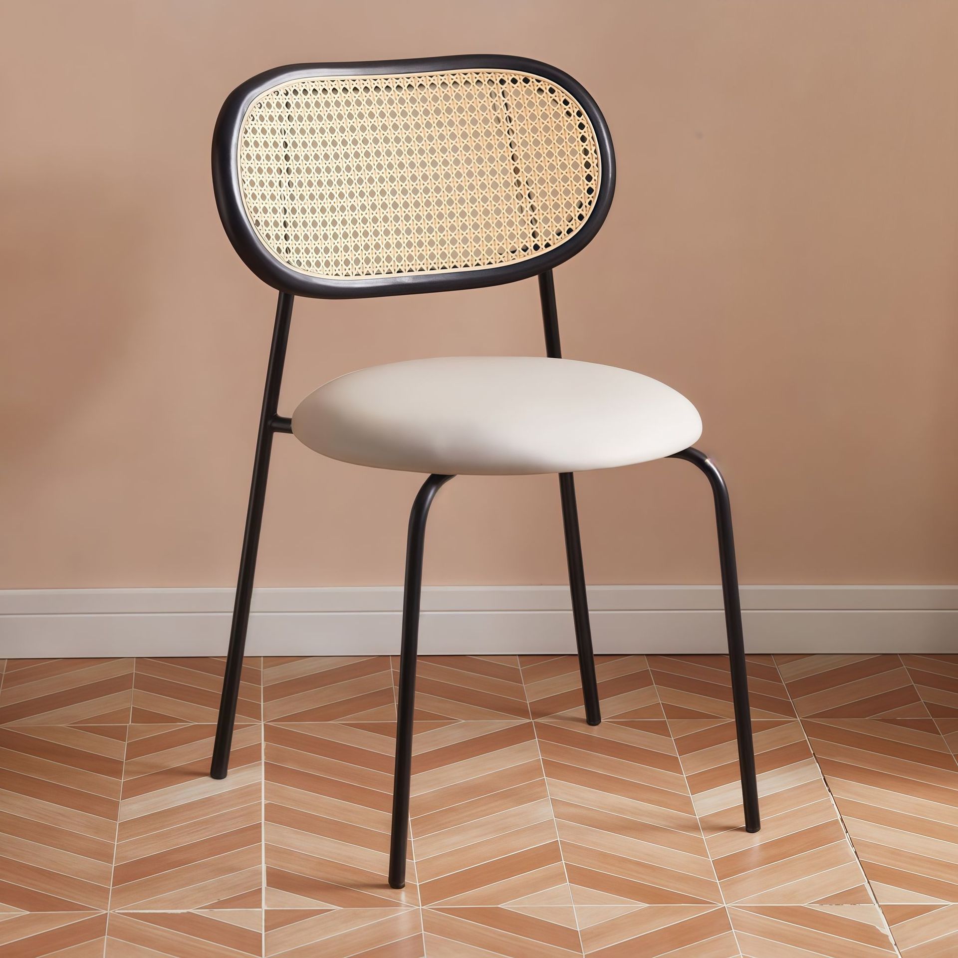 Nordic cream internet celebrity ins home antique imitation rattan chair dining chair simple balcony leisure backrest chair retro chair