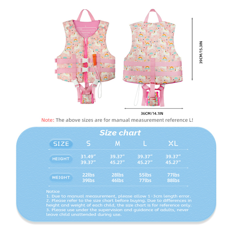 Cross border children's life jackets, diving materials, cartoon printed warm water buoyancy jackets, swimming vests for men and women aged 3-12