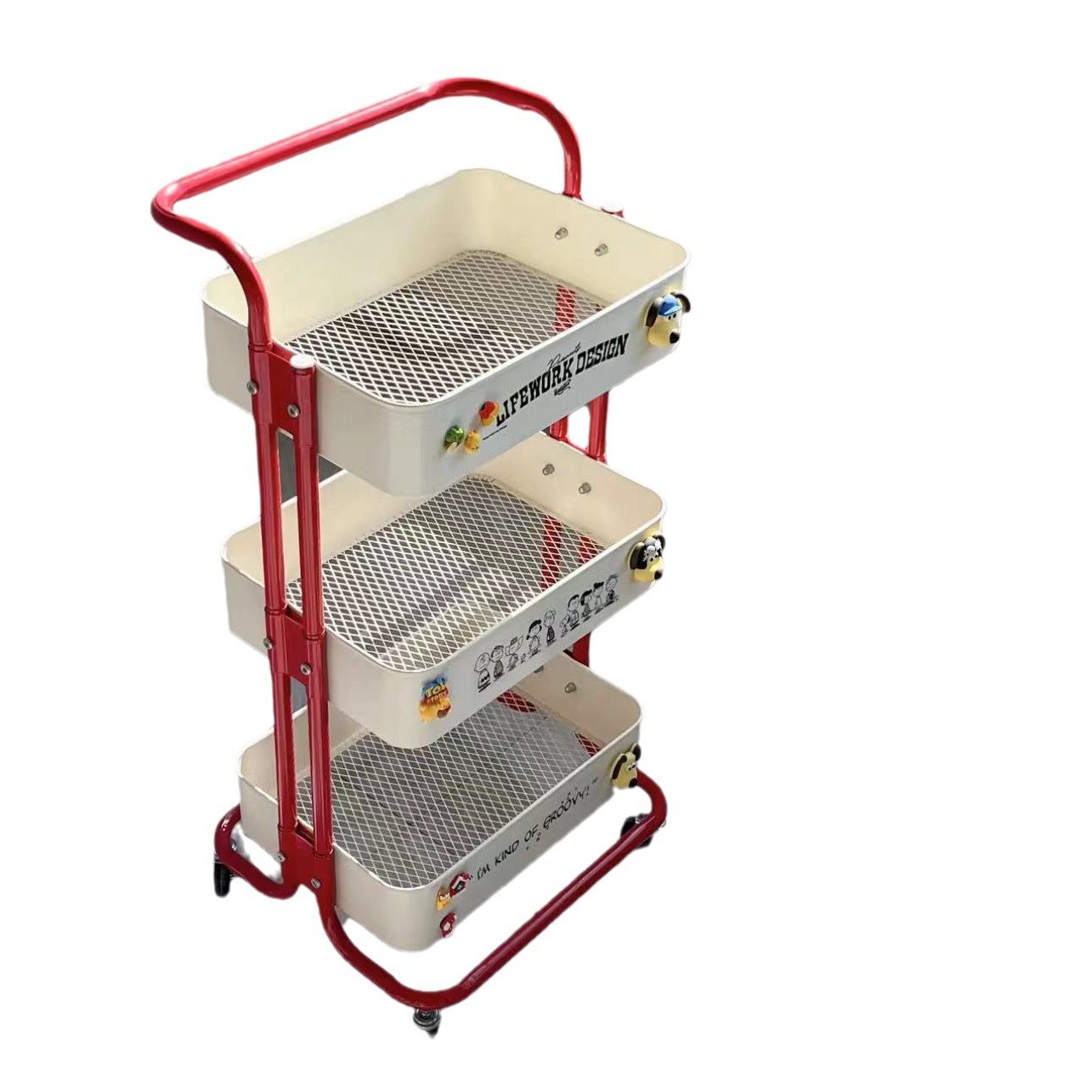 Small cart storage rack, floor standing multi-layer movable living room kitchen storage rack, dormitory snack storage cart wholesale