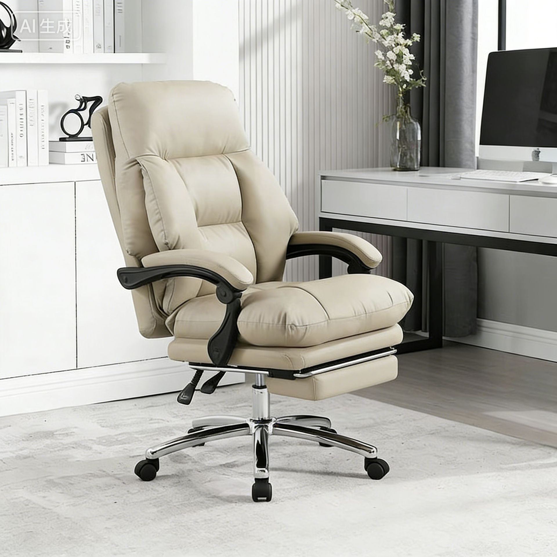Boss Chair Comfortable Sedentary Leather Computer Chair Home Sleepable Napping Office Chair Double layer Headrest Comfortable Chair