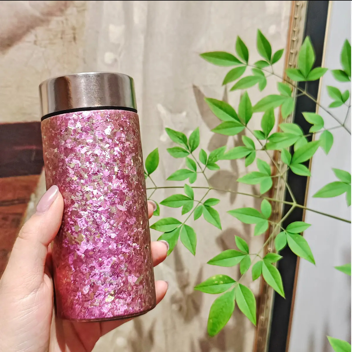 Pure titanium insulated cup, pocket cup, large ice flower portable water cup, 200ml ultra light titanium baby and children's gift