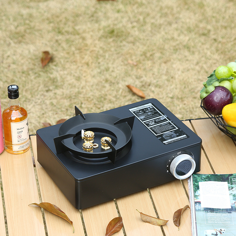 Outdoor camping, three head windproof stove, portable gas stove, dual-purpose card stove, picnic gas stove, card magnetic stove