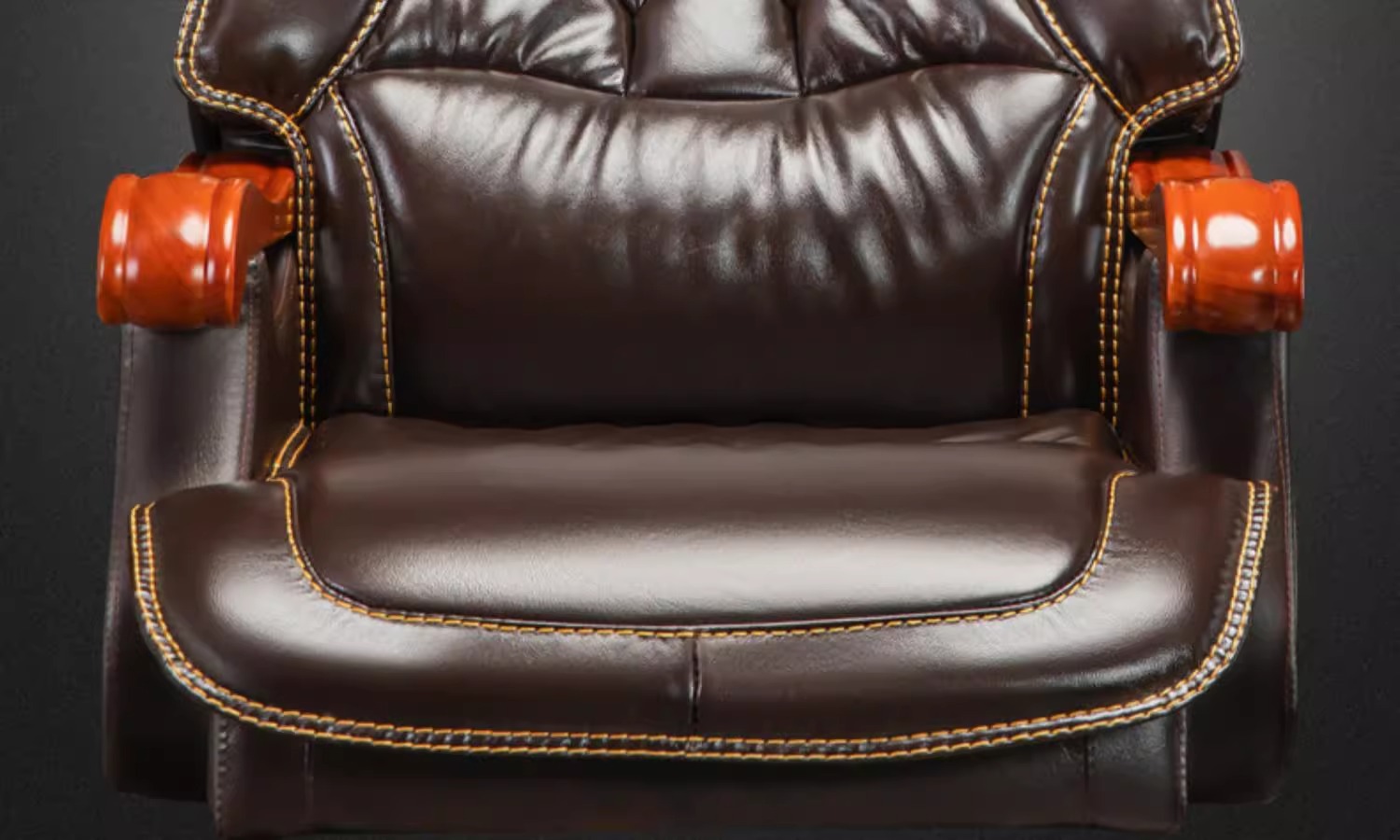 Эргономичное офисное кресло руководителя Hubo Furniture модель 6016 из массива дерева и кожи