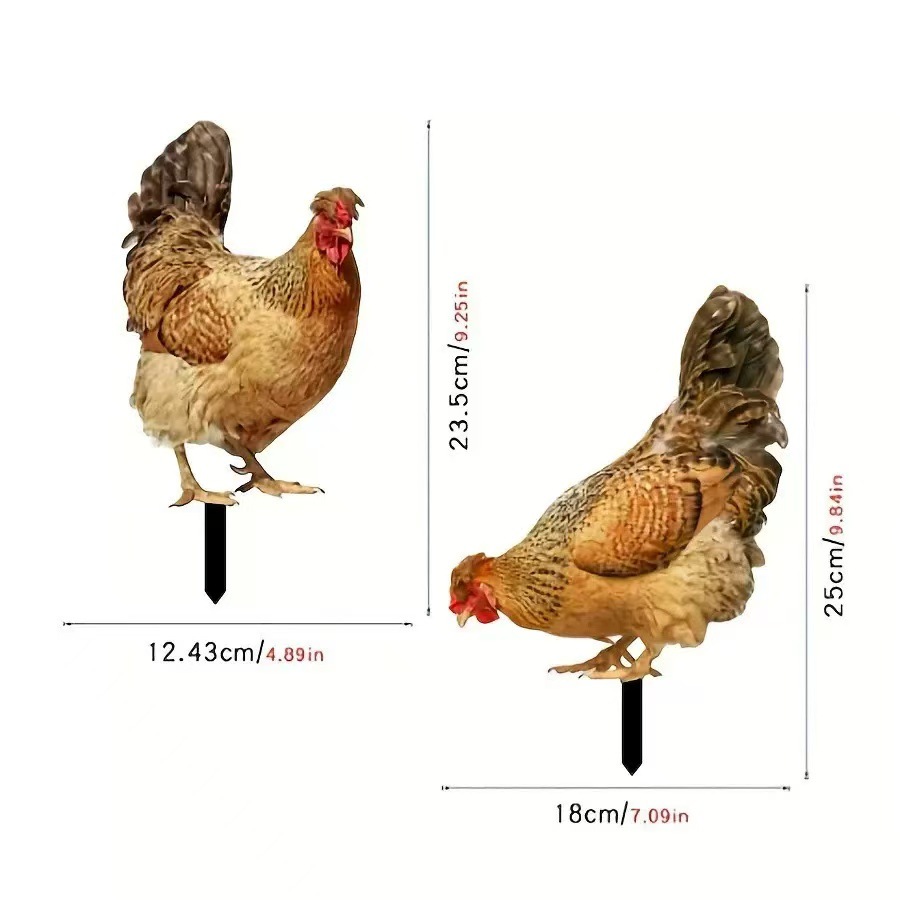 3D Courtyard Rooster Acrylic Mirror Yardart Garden Outdoor Decoration Ornaments Creative Courtyard Ornaments