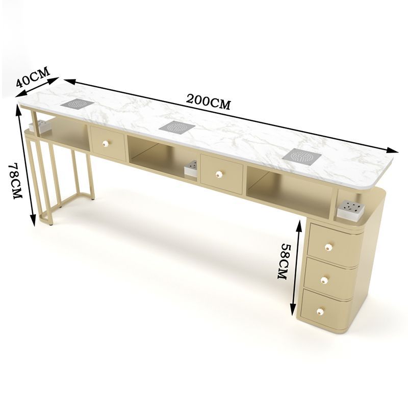 Стол для маникюра с пылесосом и стульями Marble Set (Роскошный стиль)