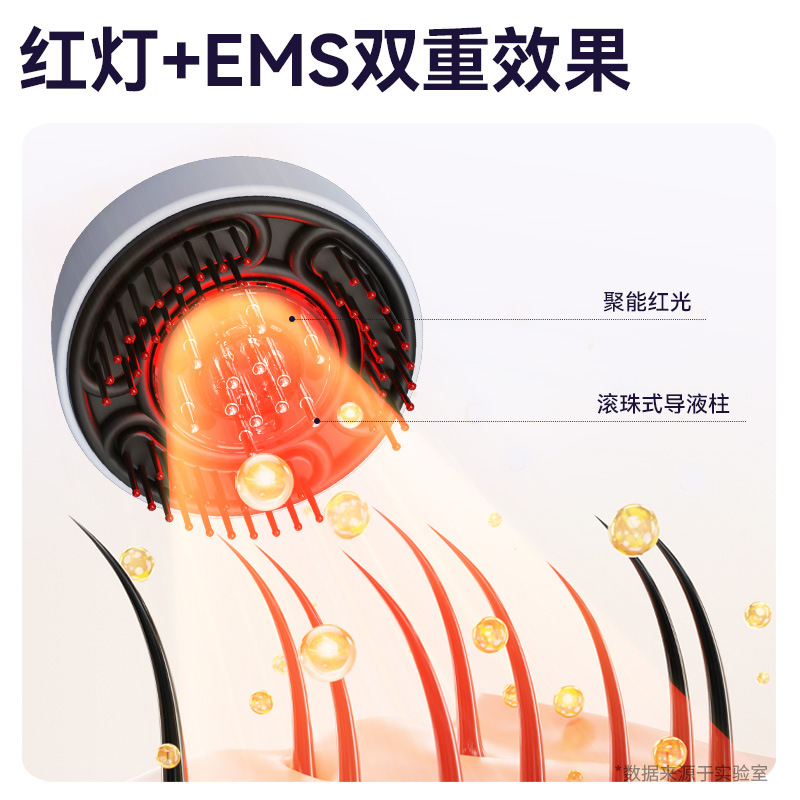 Массажер-расческа для кожи головы с EMS микротоками и красным светом KRD PM104