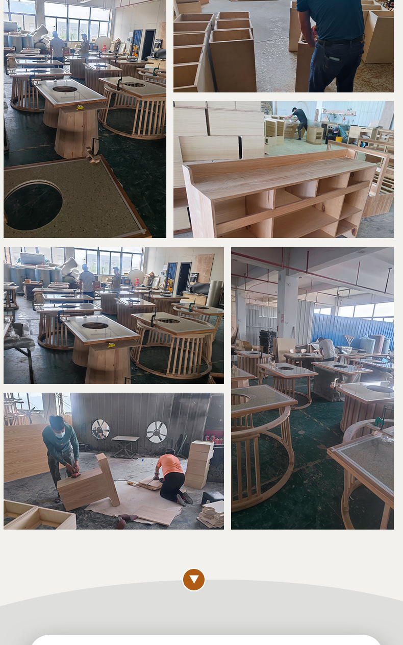 Solid wood, rock board, marble, smoke-free hot pot tables, chairs, and induction cookers integrated self-service hot pot restaurant table and chair combination