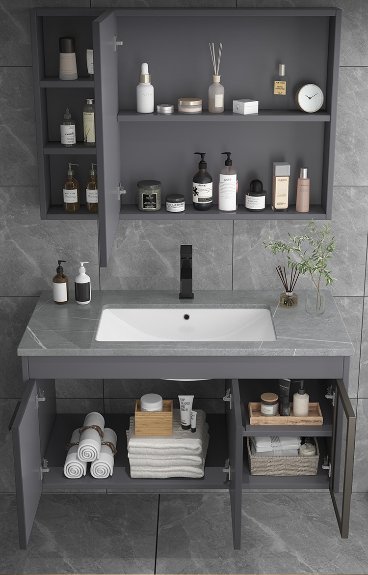 Ceramic integrated basin, space aluminum bathroom cabinet, combination washbasin, washbasin, intelligent mirror cabinet, bathroom cabinet, intelligent mirror cabinet