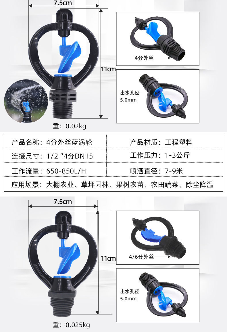 Automatic rotating atomizing external wire sprinkler for farmland irrigation, 360 degree sprinkler for garden lawn greening, and water spraying