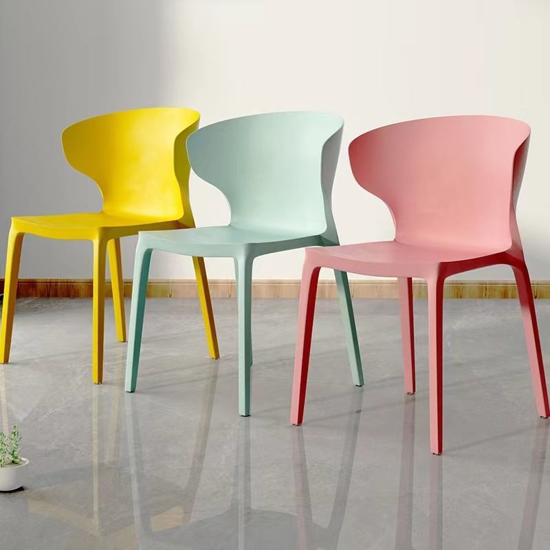 Modern minimalist dining chairs, household chairs, cow horn chairs, plastic chairs, leisure chairs, thickened adult backrest plastic chairs
