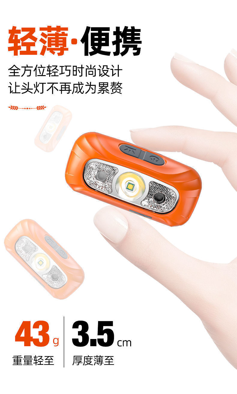 Waterproof head mounted outdoor fishing sensor LED headlight with strong light and dual lithium batteries, built-in battery for night running, 100w ultra bright