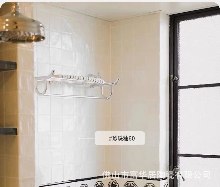 Nordic minimalist handmade ceramic tiles, pearl glazed ceramic tiles, shell gloss milky white bathroom kitchen wall tiles, dining table background wall