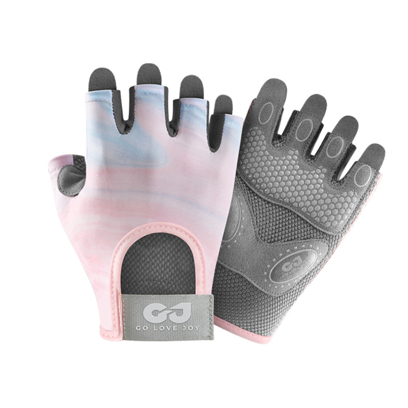 Outdoor cycling gloves, women's yoga training, cycling equipment, anti slip silicone shock absorption, fitness half finger gloves, men's