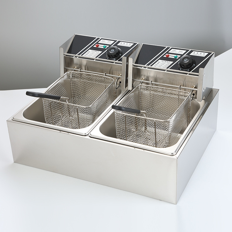 Source manufacturer commercial desktop stainless steel fryer, Western kitchen French fry machine, fried chicken fryer, electric fryer