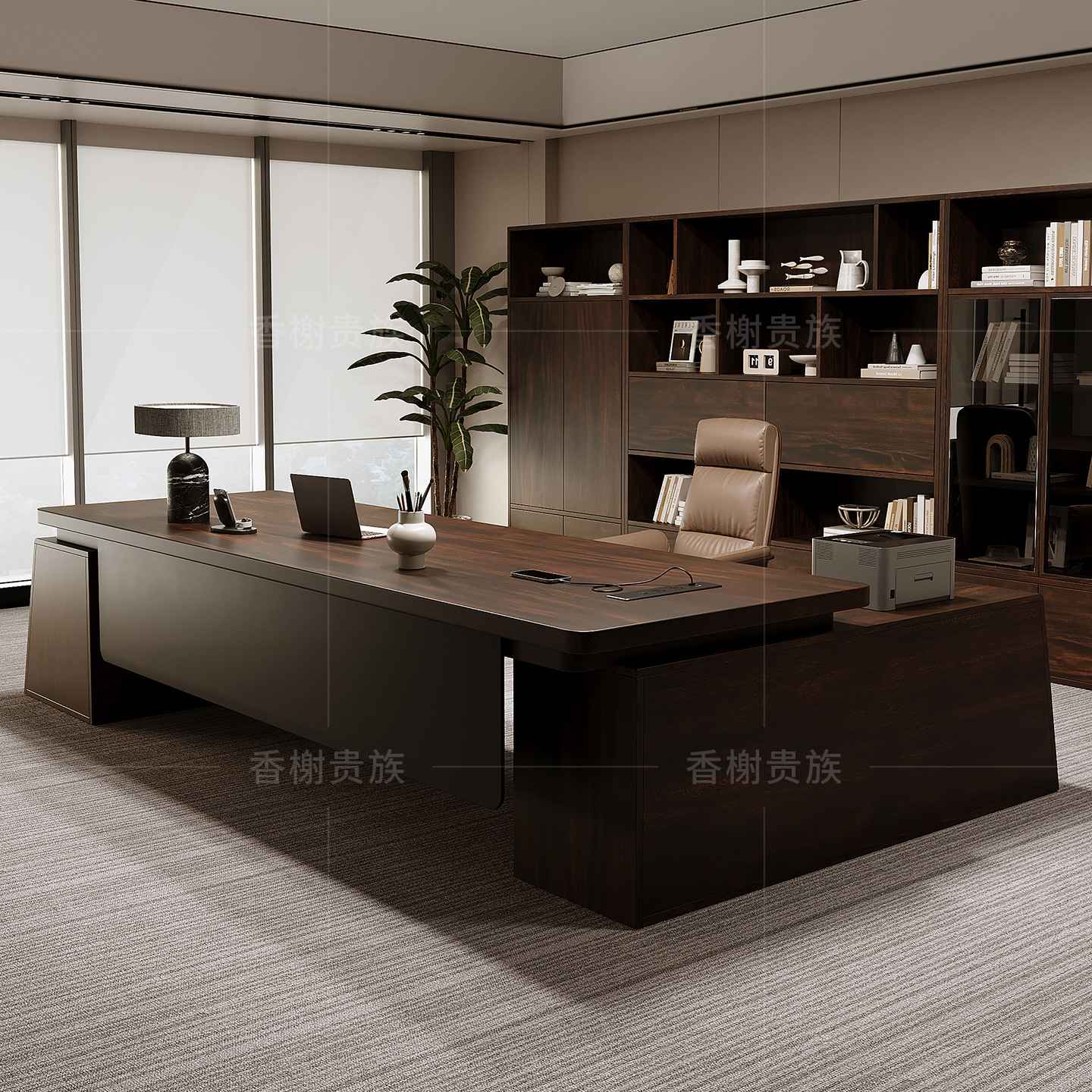 South American black walnut boss desk, modern, simple and high-end feel, chairman's office desk, president's desk, solid wood large desk