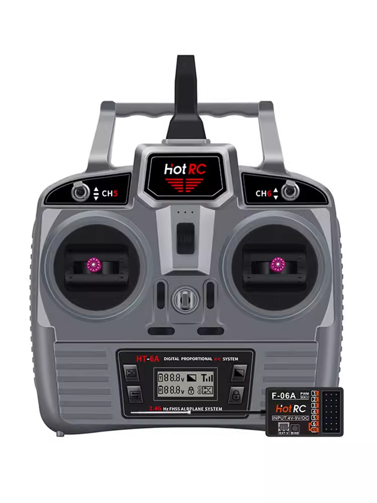 Hotrc HT-6A遥控器电压回传6六通道接收机航模固定翼车船飞机双向