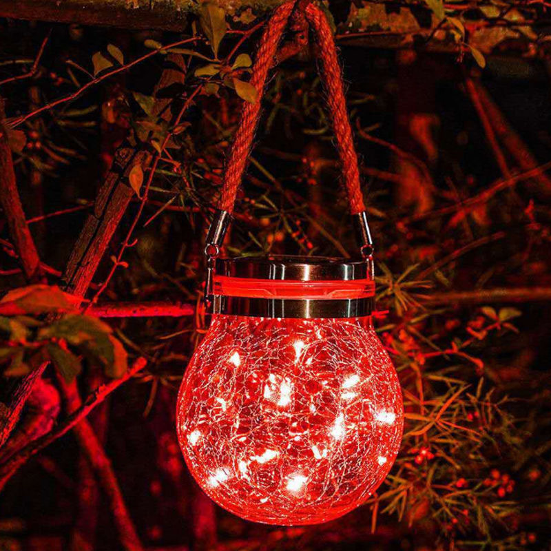 Solar powered cracked lights, outdoor courtyard gardens, internet famous small courtyard landscaping, balcony atmosphere decoration, hanging tree lights