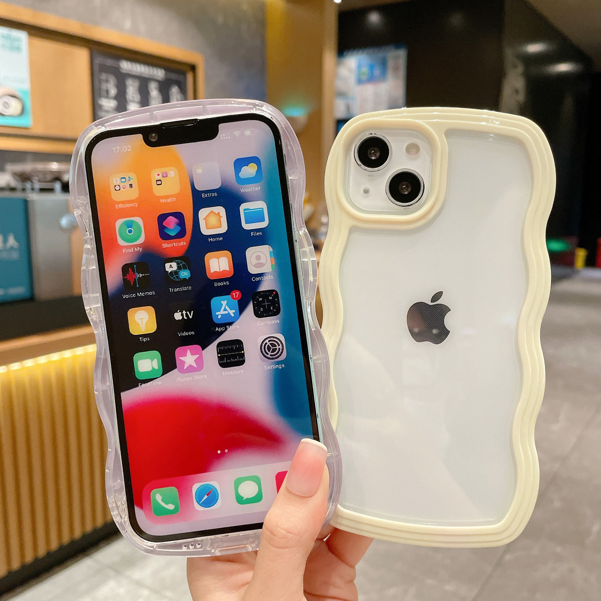 适用iPhone17pro max苹果16手机壳新款糖果色边框15/13二合一波浪