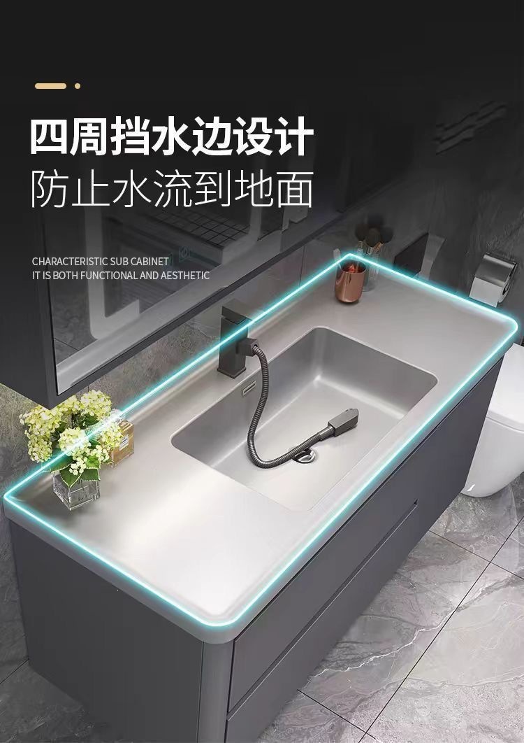 Light luxury washbasin, rock integrated basin, bathroom cabinet, ceramic integrated basin, minimalist washbasin cabinet, combination bathroom cabinet