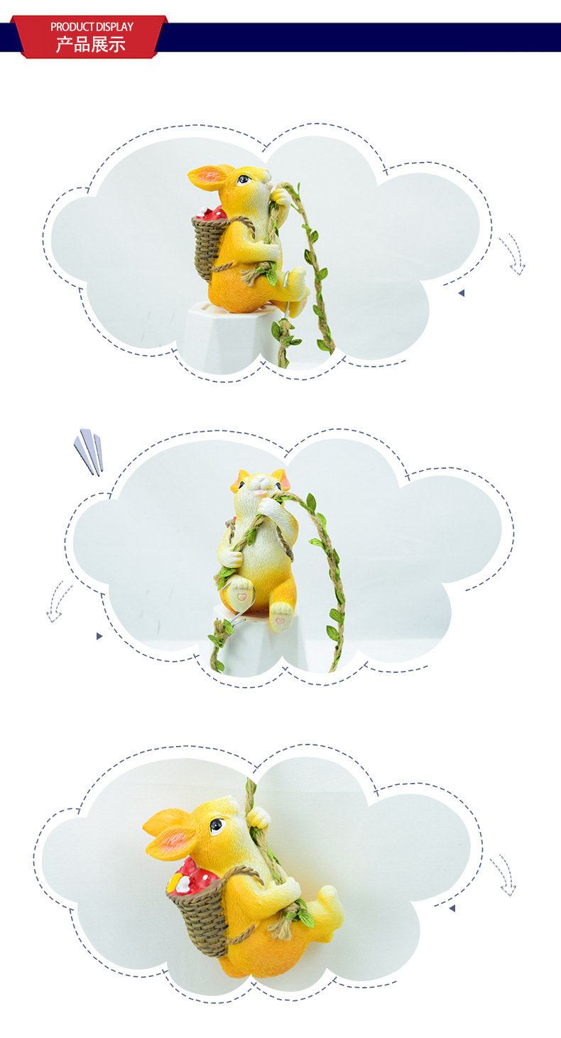 Outdoor Garden Cute Resin Crafts Pendant Cartoon Rabbit Climbing Courtyard Creative Decoration Outdoor Ornament