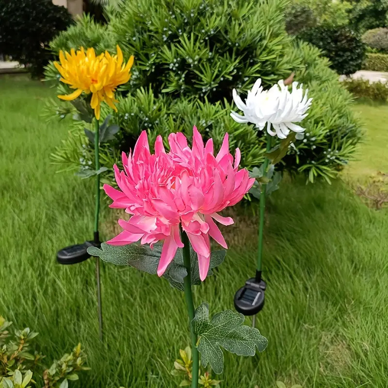 Solar simulation chrysanthemum automatic sensing single head decoration courtyard garden wedding props silk atmosphere lamp