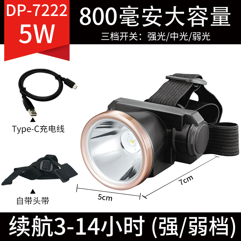 Wholesale rechargeable headlight LED outdoor camping night light waterproof fishing specific headlight head mounted flashlight