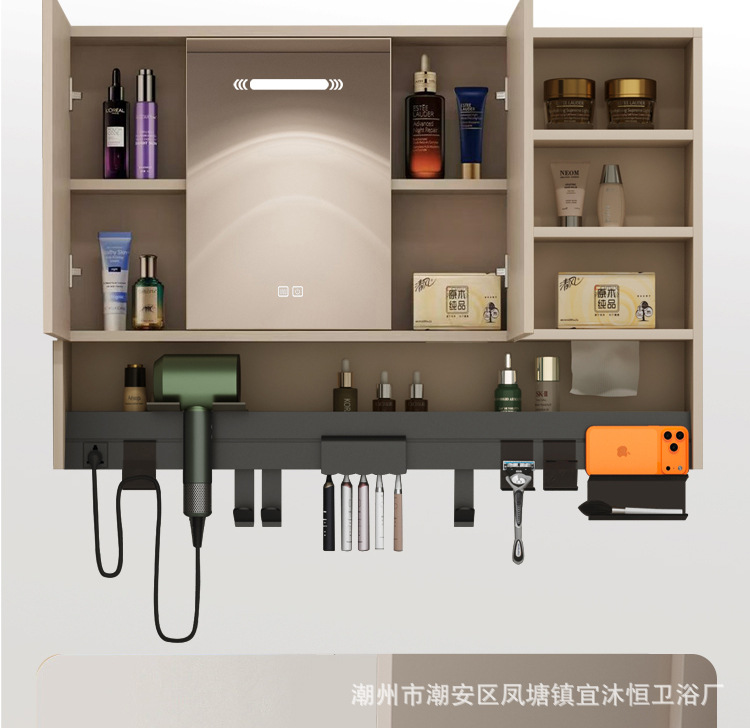Hidden Feng Shui Mirror Cream Honeycomb Aluminum Bathroom Cabinet Combination Storage Integrated Ceramic Washbasin Hand Washing Stand