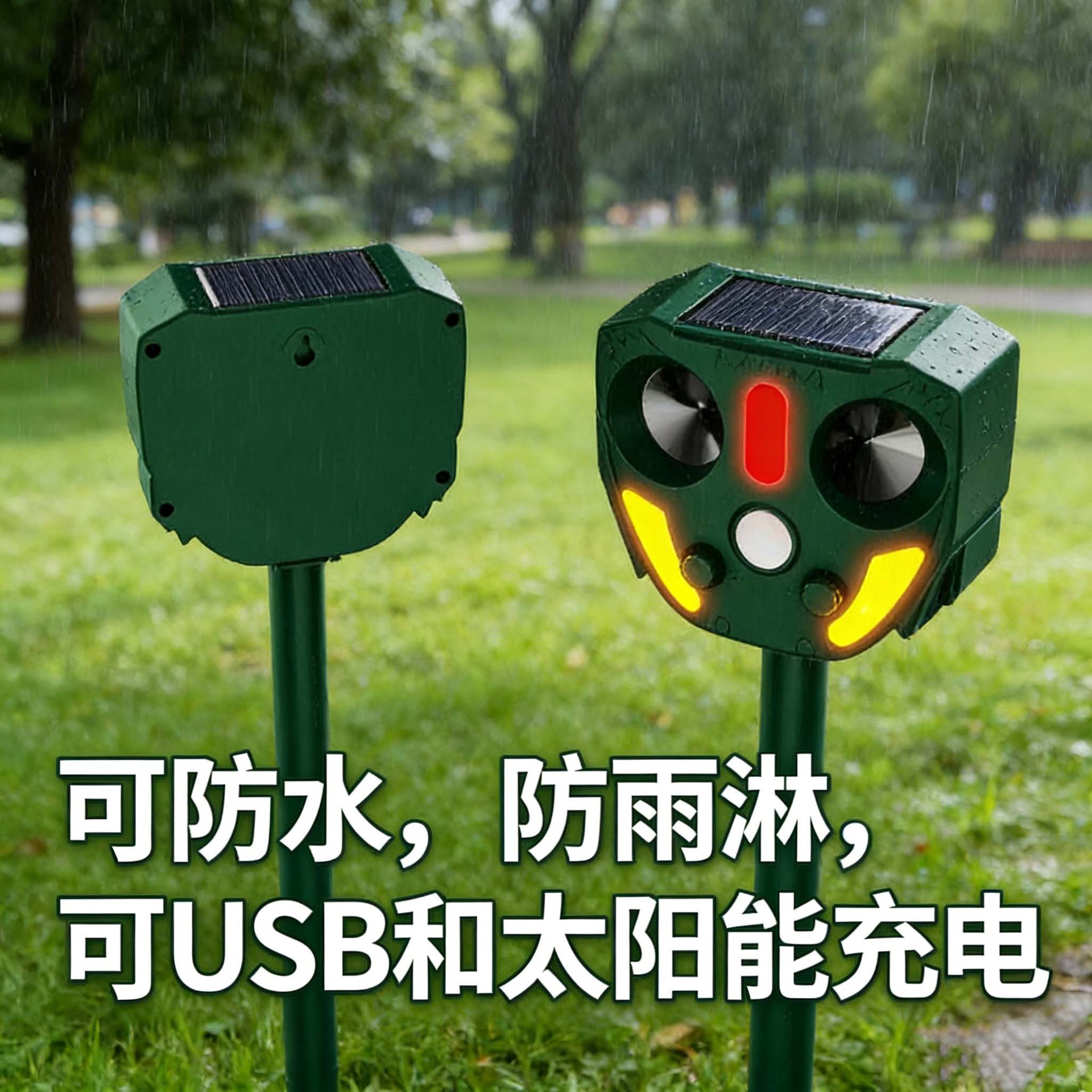 Multi functional outdoor solar ultrasonic animal repellent, mouse repellent, bird repellent, cat and dog repellent