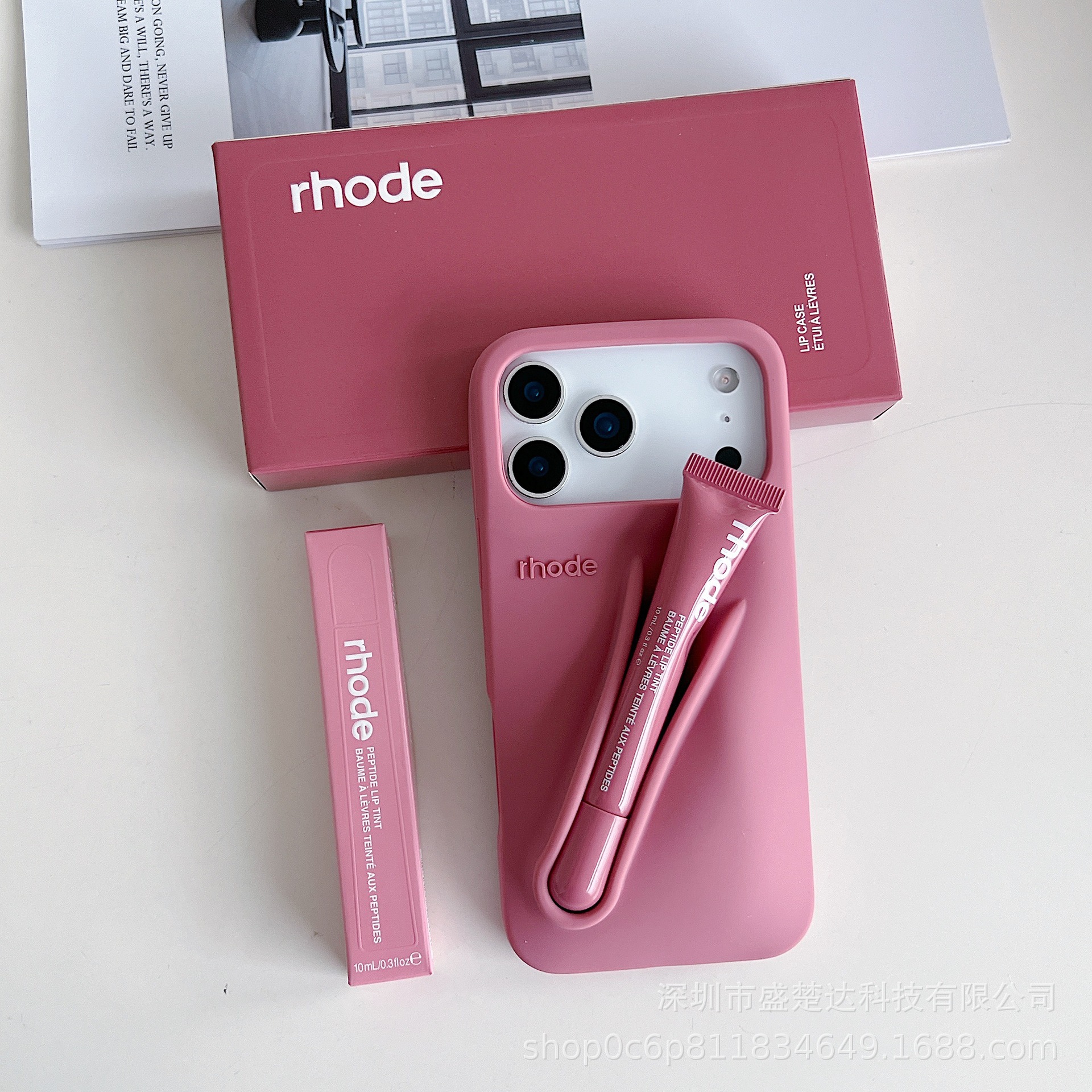 Foreign trade applicable iPhone 17 Promax Haley Rhode mouth red lip glazed silicone phone case 16p soft protective cover