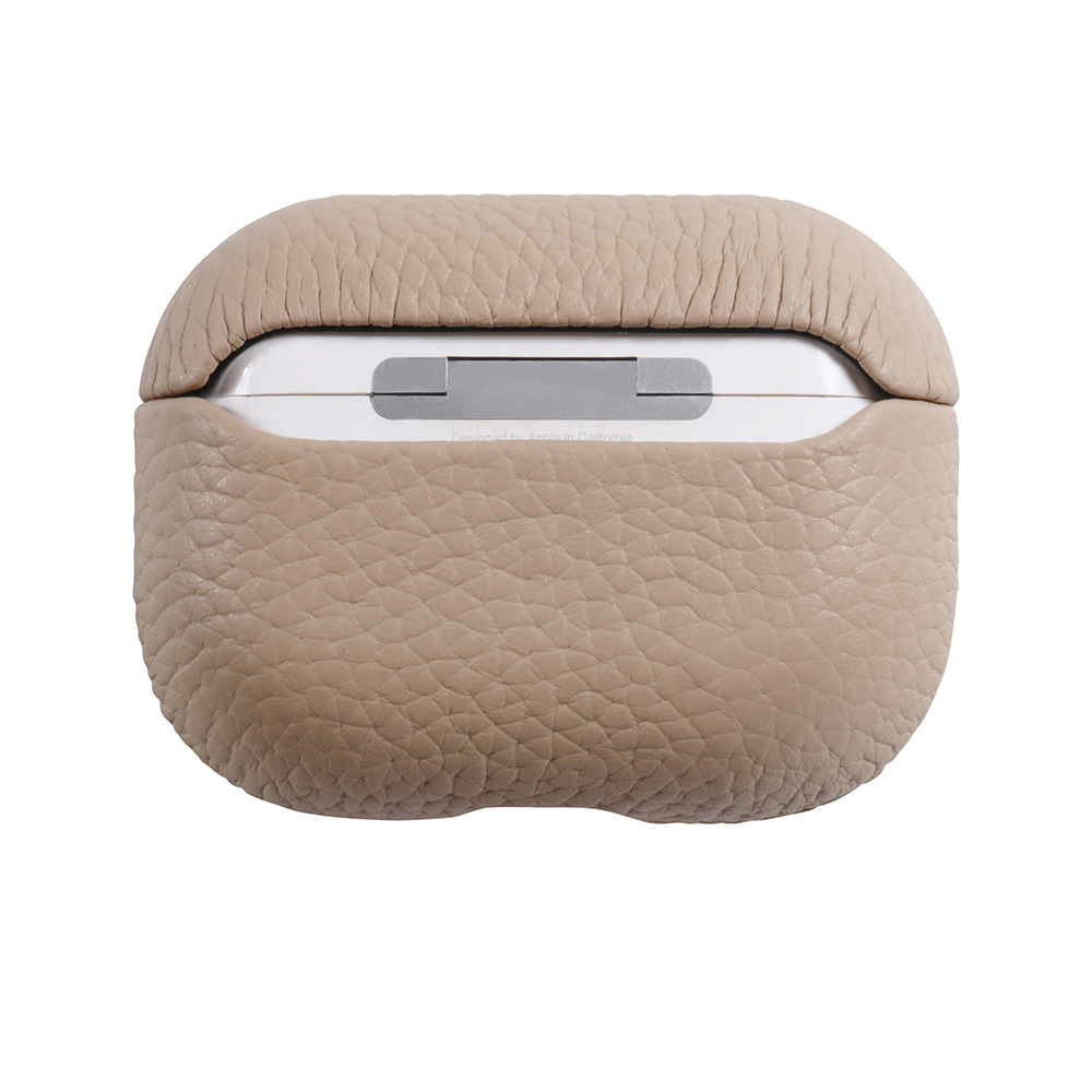 Spot Airpodspro3 protective case suitable for Apple earphones Airpods4 genuine leather lychee pattern earphone case