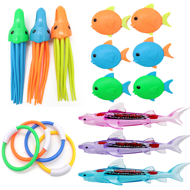 Cross border Amazon diving toys children's swimming pool treasure hunt diving torpedo water ring diamond water play set toys